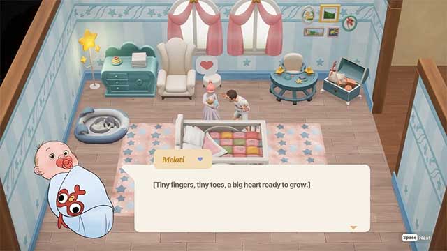 Sau khi sinh ra, con của bạn sẽ trở thành NPC với tính cách riêng