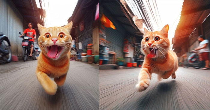 Cách tạo ảnh chế mèo chạy đuổi, trend Cat Run Meme - Download.com.vn