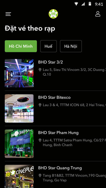 Đặt vé theo rạp