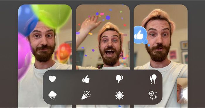 Một số tương tác được tạo ra bằng các cử chỉ tay khi gọi video qua FaceTime