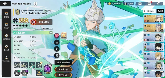 Charlotte Roselei là một nhân vật đảm nhận vai trò debuff trong Black Clover