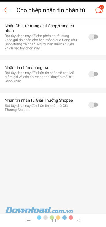 Đã chặn tin nhắn Shopee