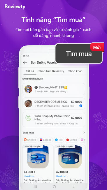 Hỗ trợ tính năng "Tìm mua"