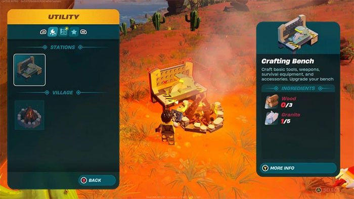 Crafting Bench là thứ quan trọng nhất để chế tạo thêm nhiều công cụ, vũ khí,... trong LEGO Fortnite