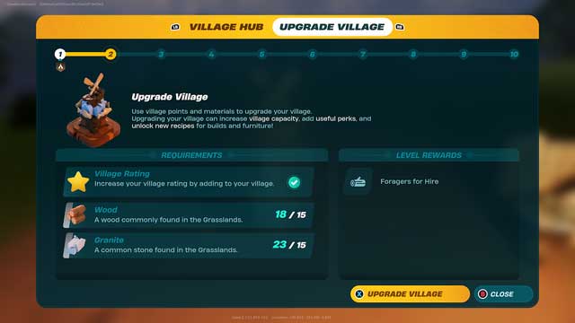 Việc tăng thanh tiến trình cho ngôi làng sẽ yêu cầu bạn đầu tư vào việc xây dựng