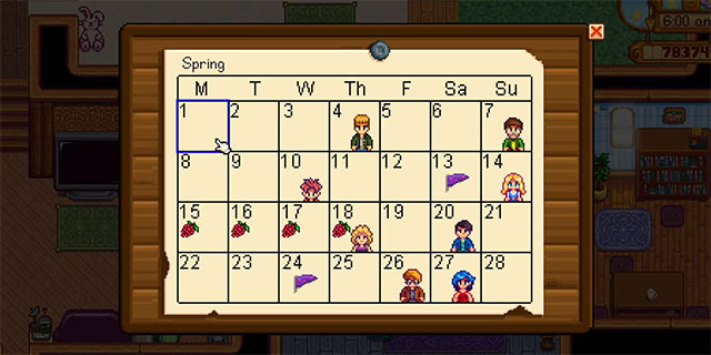 Lịch mùa xuân trong Stardew Valley