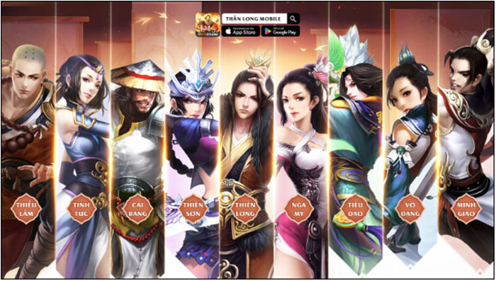 Lựa chọn môn phái và bắt đầu hành tẩu giang hồ cùng các vị anh hùng trong Thần Long Mobile