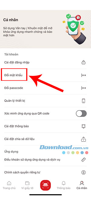 cach doi mat khau VNeID 2*450505