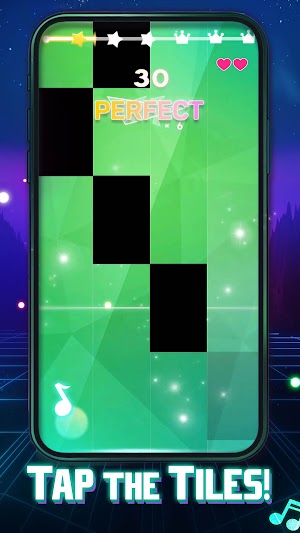 Chơi game bằng cách chạm vào tất cả các phím đàn màu đen trên màn hình