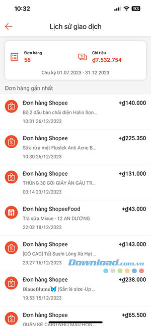 cach xem tong tien da chi cho Shopee 3*451163