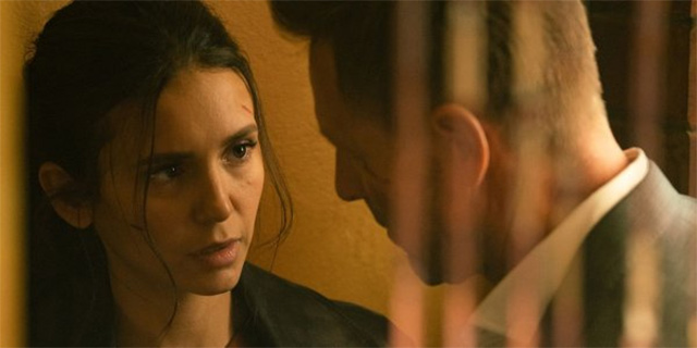 Một cảnh trong phim Điệp vụ cuối cùng của Aaron Eckhart và Nina Dobrev