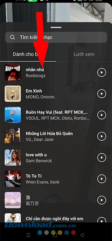 Tìm kiếm và chọn bản nhạc bất kỳ