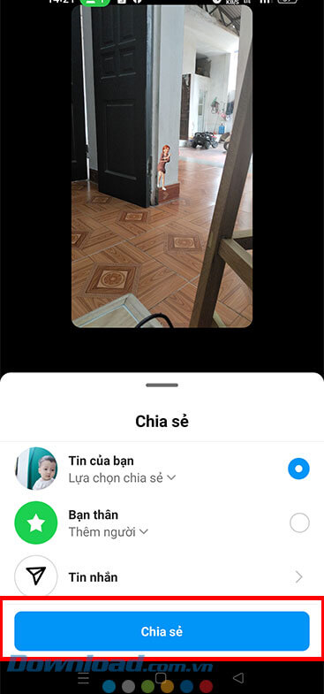 Chạm vào nút Chia sẻ