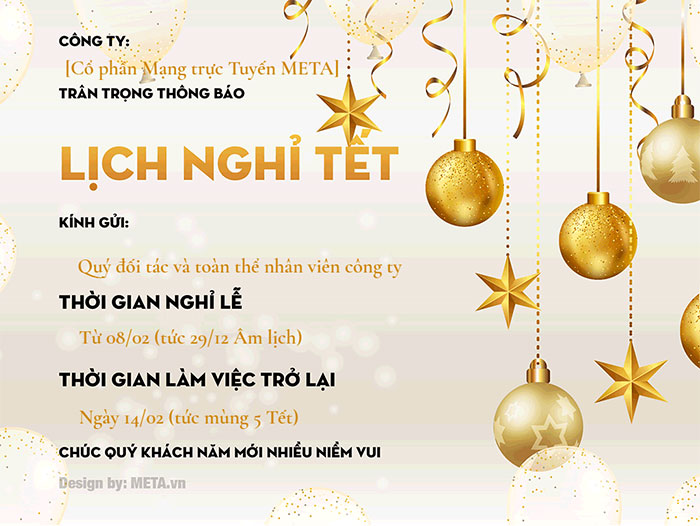 Thông báo lịch nghỉ Tết Nguyên đán Giáp Thìn 2024 online