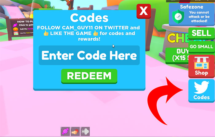 Cách nhập code Candy Eating Simulator