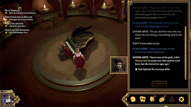 Nói chuyện với Louise Artz đang ngồi bên cây đàn piano về vụ giết người