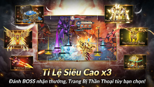 Đánh Boss nhận thưởng, trang bị thần thoại tùy bạn chọn