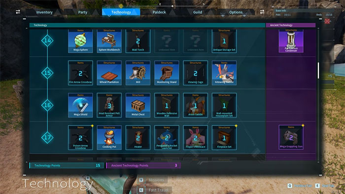 Tab Technology trong Palworld