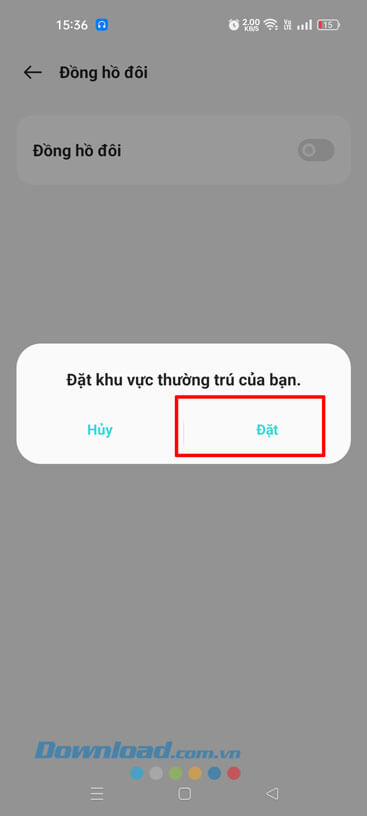 Nhấn vào mục Bật