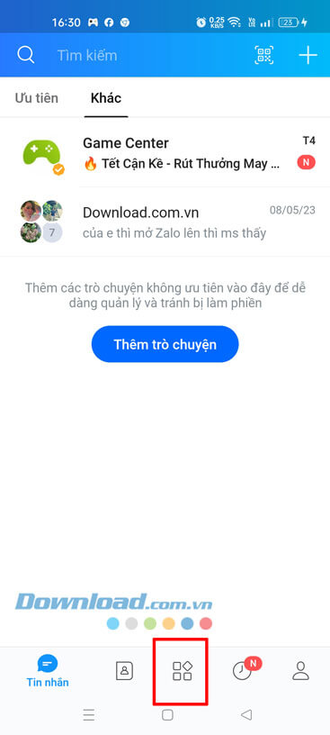 Ấn vào mục Khám Phá.
