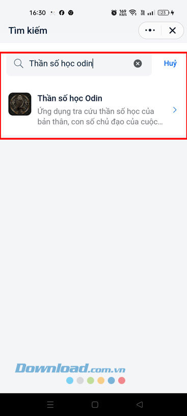 Tìm kiếm và truy cập vào mục Thần số học Odin.