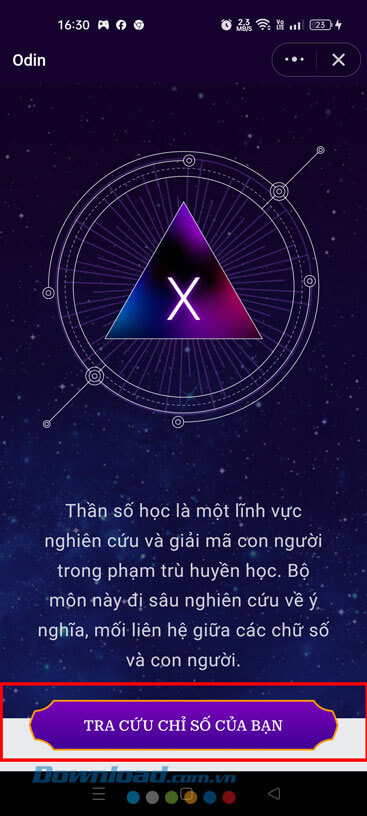 Chạm vào nút Tra cứu chỉ số của bạn