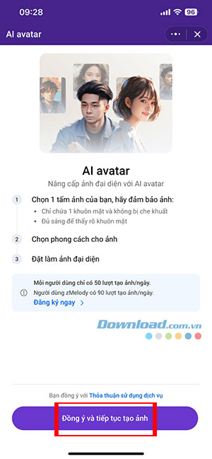 tao anh dai dien Tet bang Zalo AI 2*457438