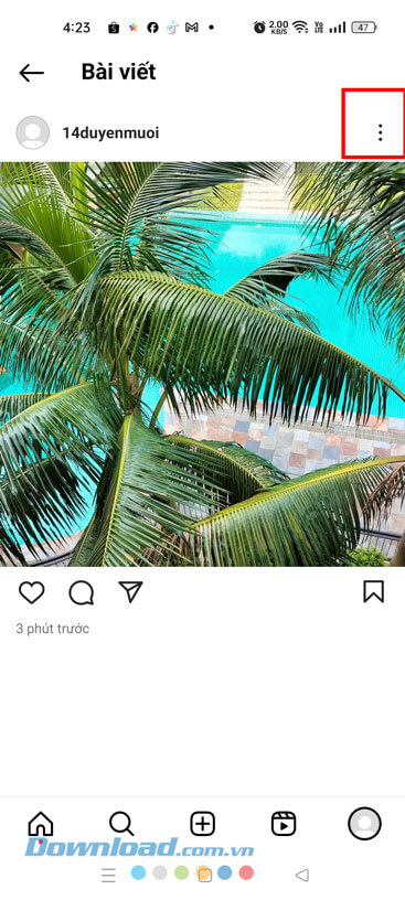 Ấn vào biểu tượng dấu ba chấm.