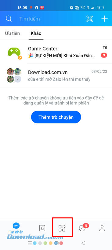 Ấn vào mục Khám Phá