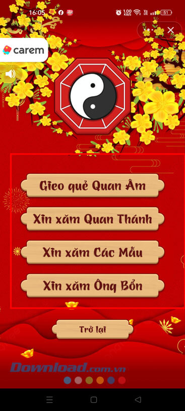Chọn loại quẻ xăm