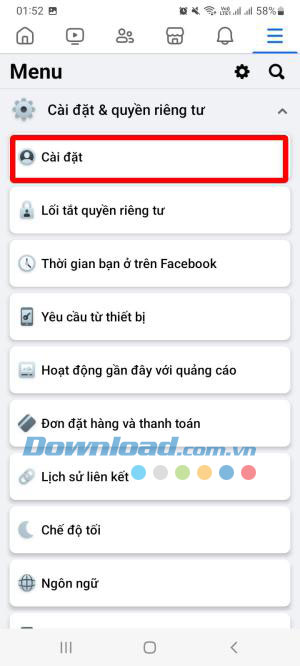 Chọn tiếp Cài đặt > chọn Thông báo.