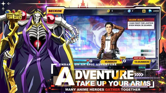 Supreme Warrior cho bạn tham gia vào một cuộc phiêu lưu hoành tráng cùng các anh hùng anime