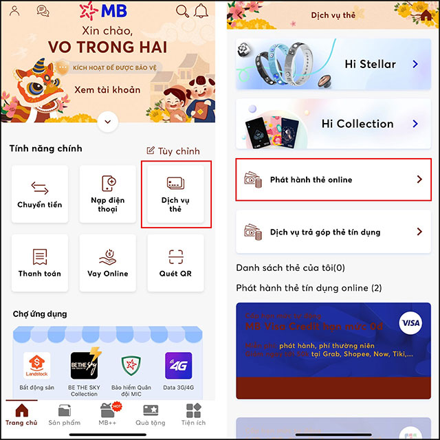 Phát hành thẻ online