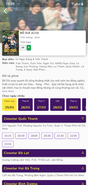 Xem thông tin phim trên Cinestar