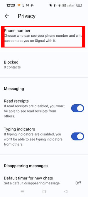 cach an so dien thoai tren Signal 2*459874