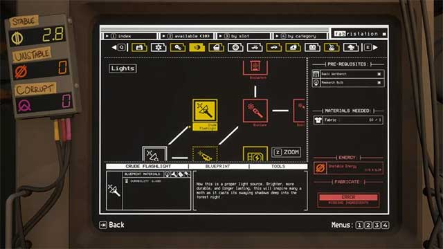 Bạn sẽ cần Unstable Energy để chế tạo Đèn pin