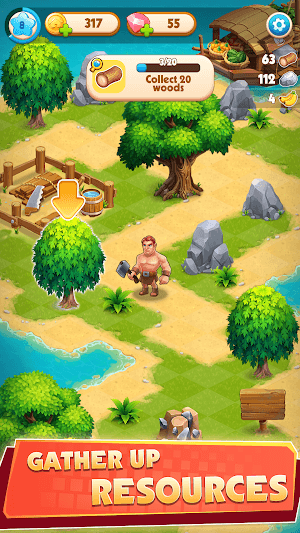 Thu thập tài nguyên để sinh tồn trên đảo hoang trong game Exilesland