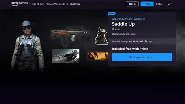 Phần thưởng Prime Gaming của tháng 3/2024 là gói Saddle Up bundle