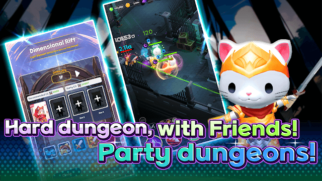 Chinh phục ngục tối cùng với những người bạn trong game Tower Cat Rising: Idle Cat RPG