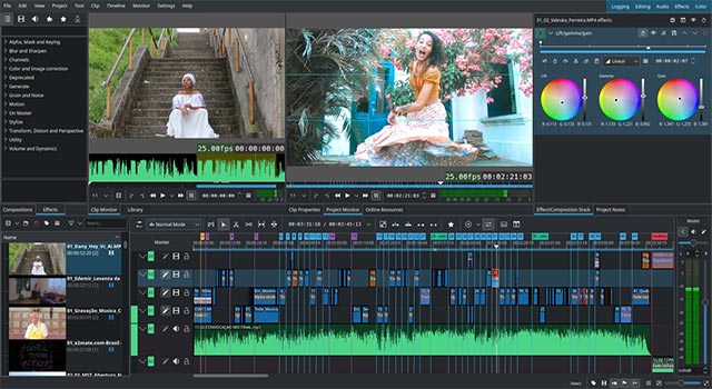 Giao diện phần mềm chỉnh sửa video mã nguồn mở miễn phí Kdenlive