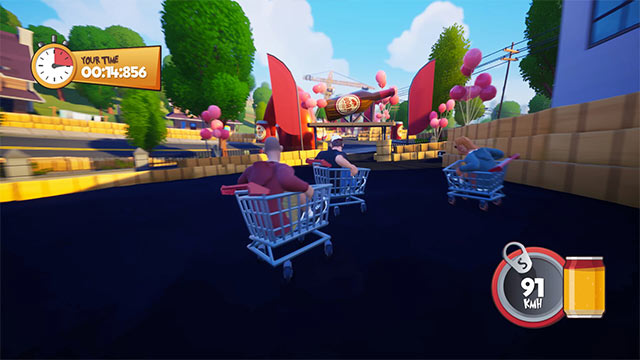 Chơi Slackers Carts of Glory một mình hoặc với 3 người bạn online để niềm vui nhân đôi