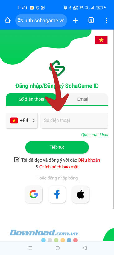 Đăng nhập tài khoản SohaGame
