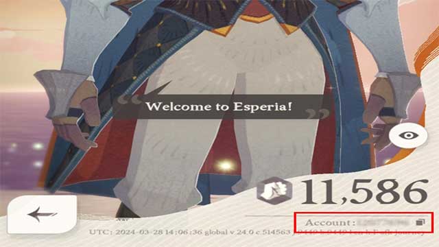 Sao chép số Account để thêm bạn