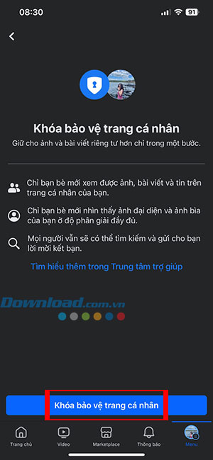khoa bao ve trang ca nhan Facebook 3*464889