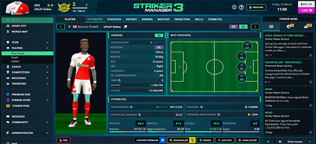 Lối chơi của Striker Manager III nhấn mạnh vào chiến thuật và kỹ năng quản lý đội bóng