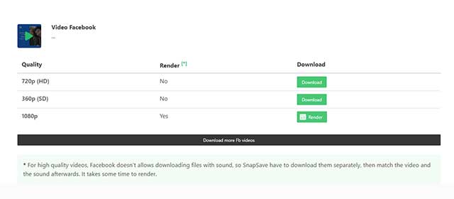 Chọn chất lượng video bạn muốn tải về rồi ấn Download