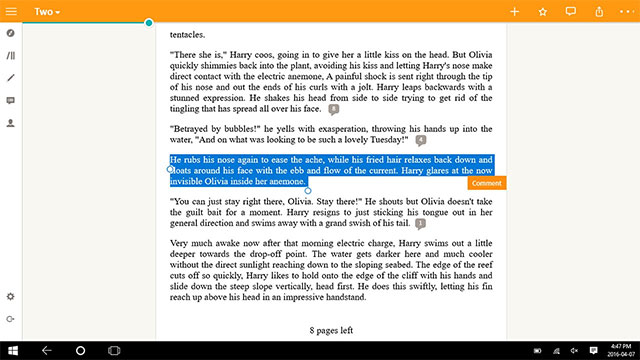 Ứng dụng Wattpad hỗ trợ nhiều tính năng đọc sách tiện lợi như ghi chú, đánh dấu...