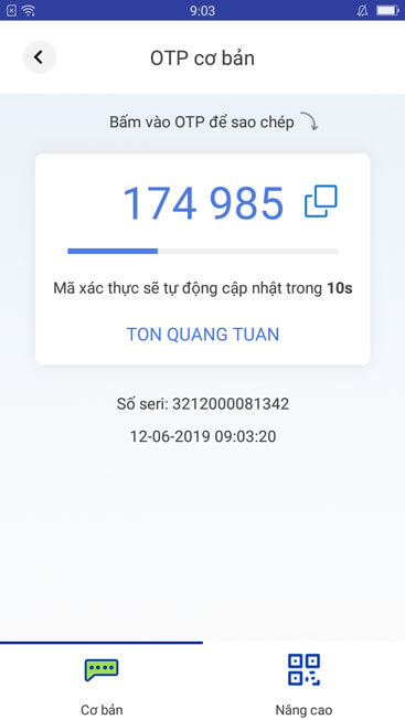 Tạo mã OTP