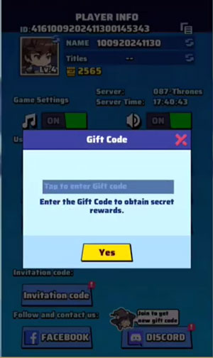  Nhập code Mythic Summon 