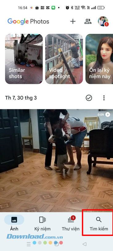 Nhấn vào mục Tìm kiếm